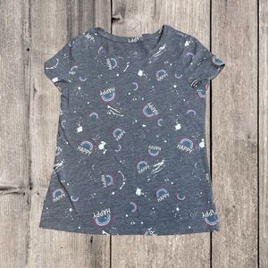 Justice size 12 girls Gray T Shirt with Rainbow splatter Print